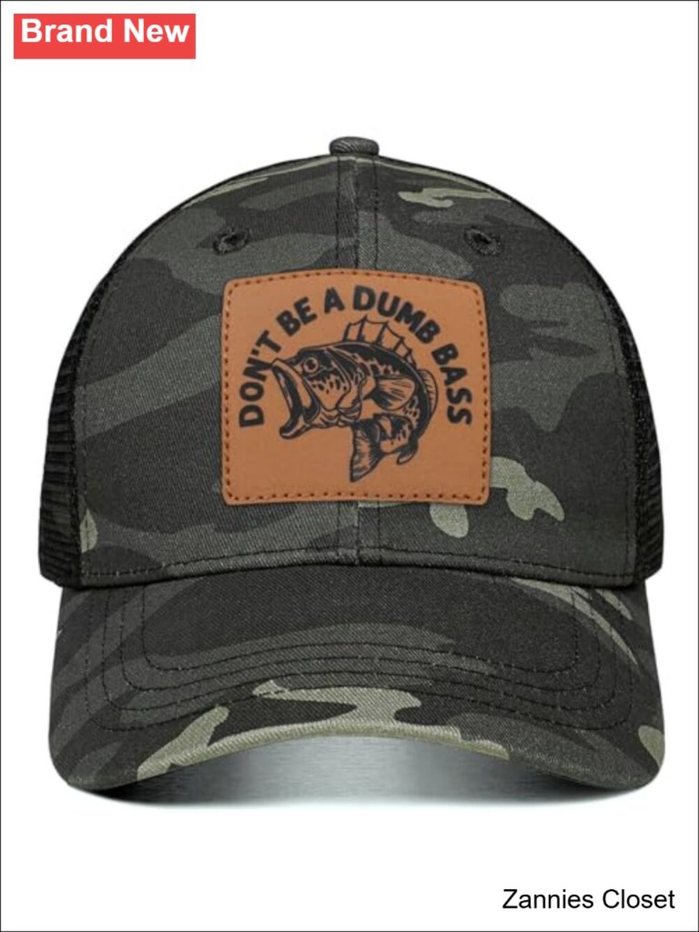 🤠 Soohy Men's Vintage Camo Trucker Hat Deer Bass Flag Leather Patch Snapback